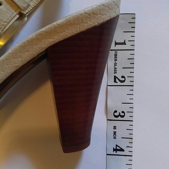 Nude Snakeskin Cole Haan Peep Toe Heels Sling Back 6B - Picture 3 of 7